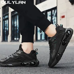 Oulylan-Baskets décontractées en maille respirante pour hommes, chaussures de course légères, baskets de sport noires