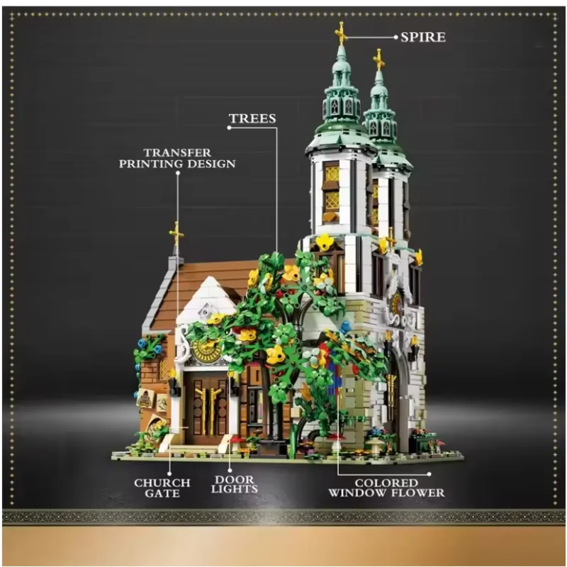 3056Pcs St. Andrew's Church Complex Medieval European Church Street View Children's Holiday Gifts