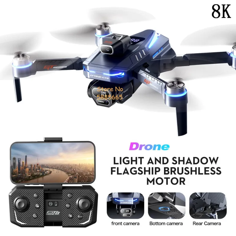 8K ESC 3 Camera Aerial Photography Remote Control Quedcopter 2.4G Brushless Motor Optical Flow Headless Mode WIFI FPV RC Drone