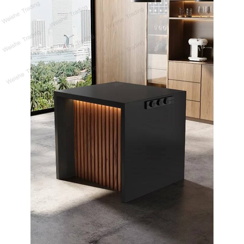 Rock slab small bar ** island table cabinet movable with sink tea table Italian multi-functional kitchen guide table can