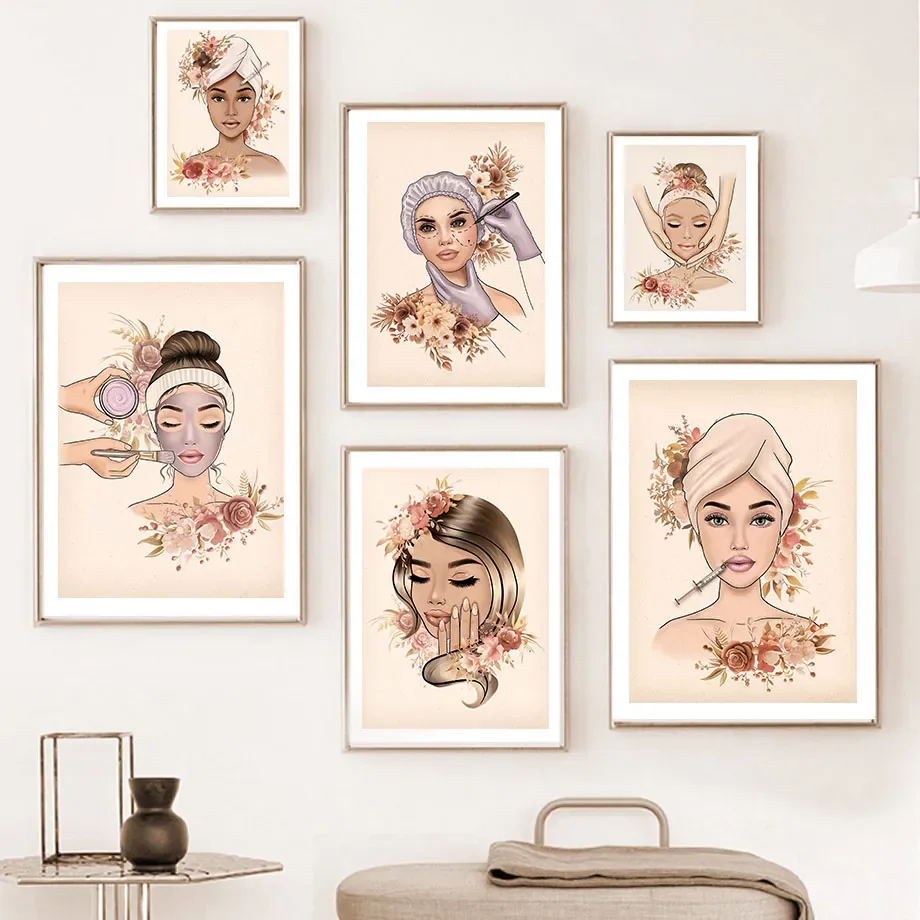 Women Beauty Salon Facials Spa Plastic Surgery Poster Nordic Wall Art Print Canvas Painting Fashion Pictures Doctor Office Decor