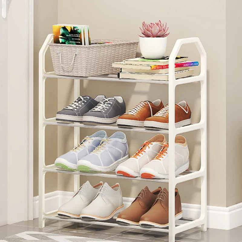 Multi-Layer Shoe Shelf 4 Layers Simple Dust-proof Storage Shoe Cabinet Multi-layer Assembly Door Dormitory Organizer Rack