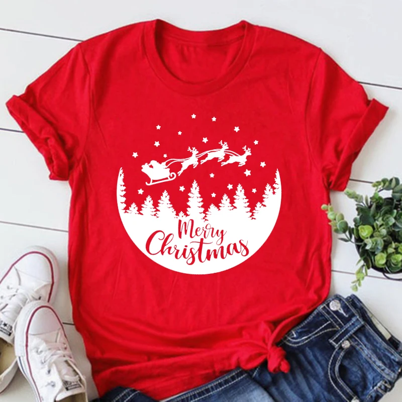 Pretty Merry Christmas Tshirt Holiday Shirt Christmas Gathering Women Sexy Tops P Christmas Holiday Shirts Vintage Red