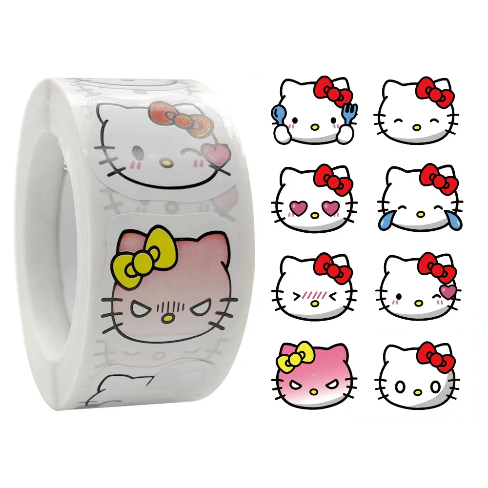 

500pcs/Roll Cute Sanrio Hello Kitty Cartoon Sealing Stickers DIY PVC Laptop Decals Decoration Stiker Reward Gift Toys