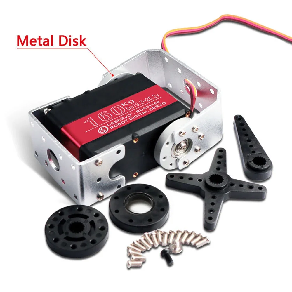 4 Sets HV Robot Servo 160Kg High Torque RDS51160 Metal Gear Digital Servos Double-Shaft U Mounting Bracket for 1/5 Robot RC Car