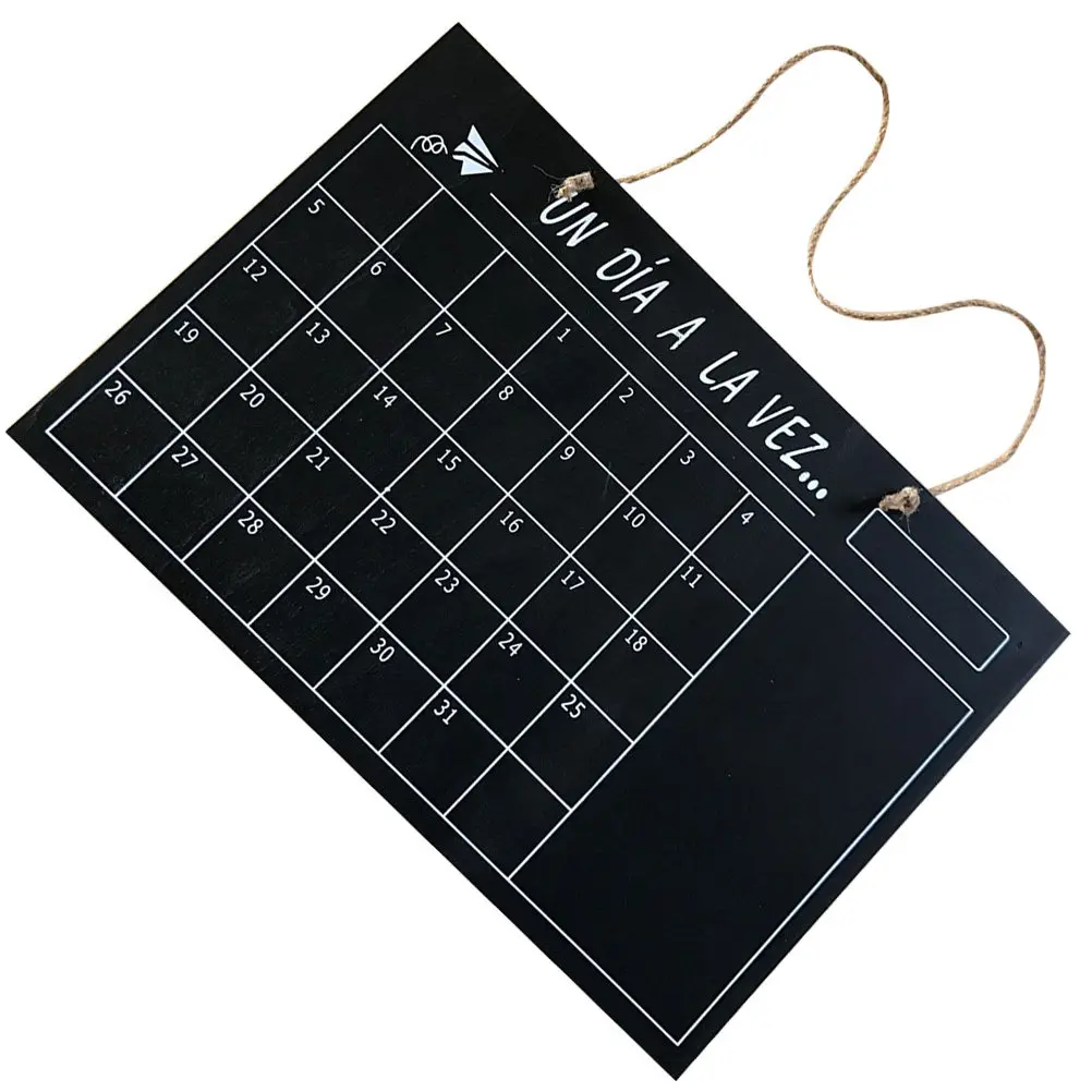 

Wooden Calendar Blackboard Hanging Single-Sided Message Board For Chalkboard Wall Decor Monthly Plan Reusable Erasable Wood