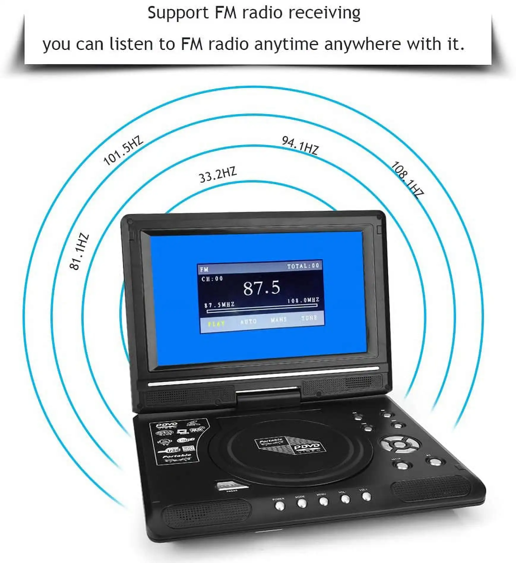 Children's Learning Game TV  Player DVD Reader Portable Mobile DVD Rechargeable Lithium Battery Built-in Card Reader