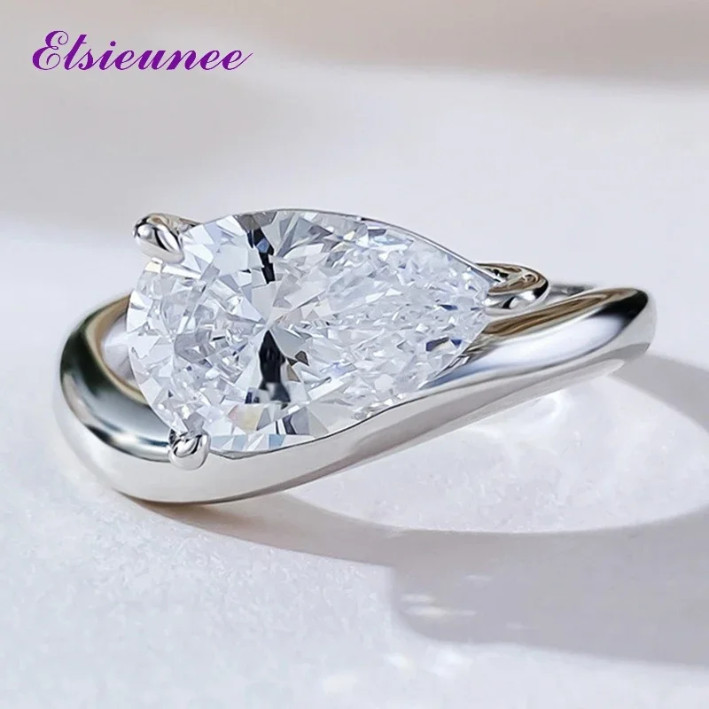 

Trendy 2CT Water Drop White Sparkling Sapphire Women Ring 100% 925 Sterling Silver Wedding Party Fine Jewelry Gift Drop Shipping