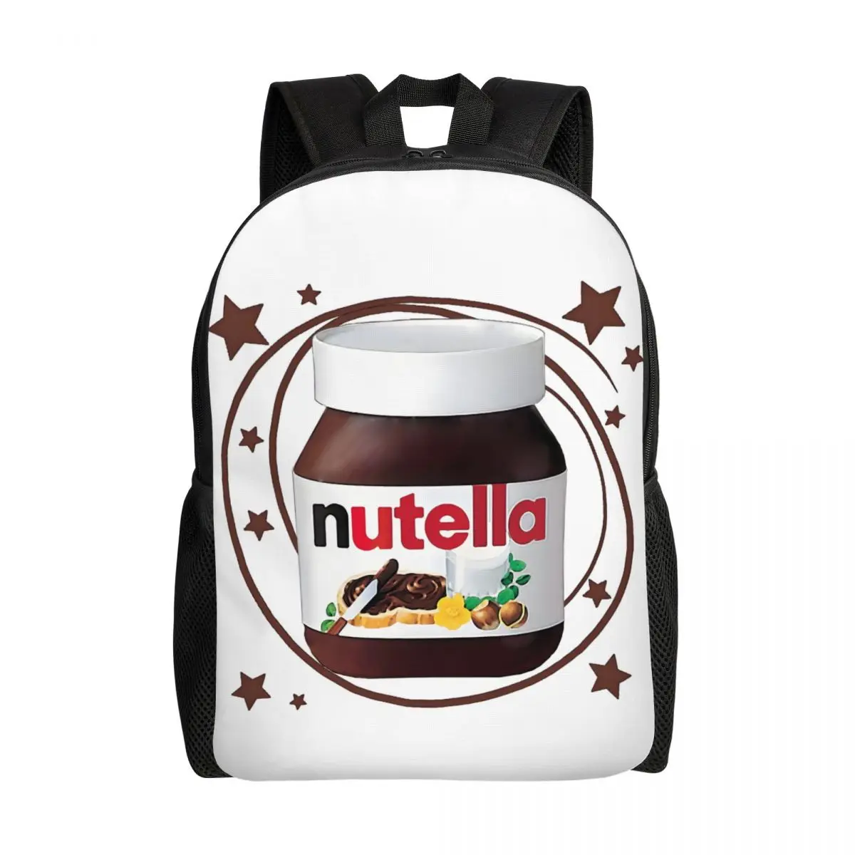 

Custom Nutellas Swirls Backpack for Women Men Water Resistant College School Italy Nutellas Jar Bag Printing Bookbags