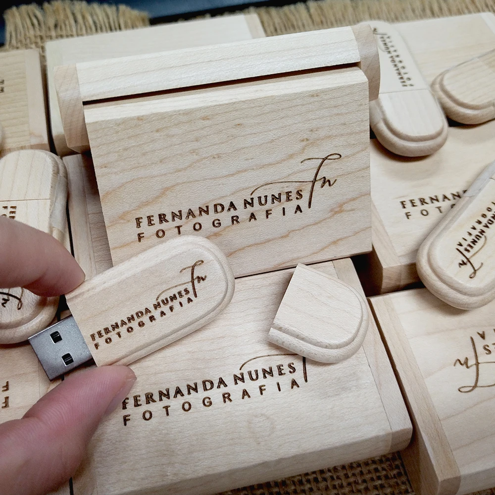 10 stks/partij USB 3.0 Flash Drive Gratis custom logo Houten doos Pen drive Hout Memory stick Huwelijksgeschenken 128GB 64GB 32GB 8GB U schijf