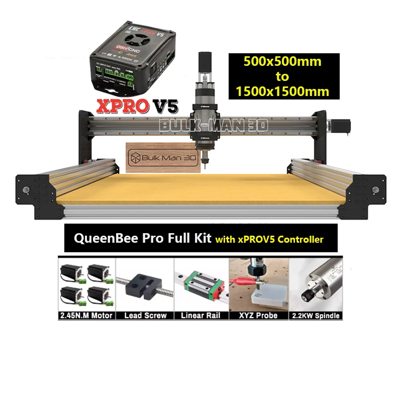 

20%OFF BulkMan3D High Quality QueenBee PRO CNC Full Kit XPROV5 GRBL System 2.45N.m Open Loop Motors 4-Axis Machine Wood Router