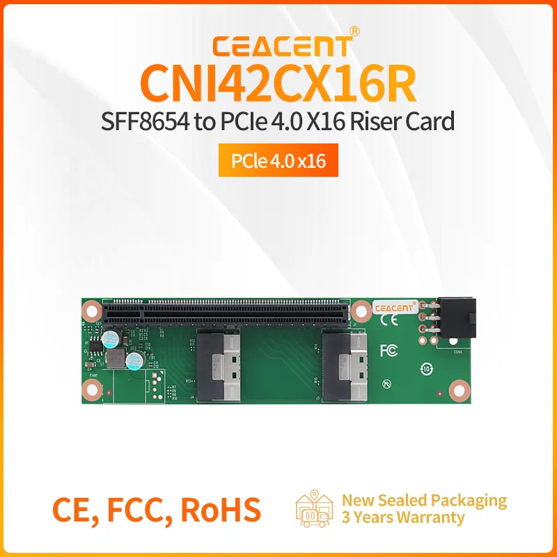 

CEACENT CNI42CX16R Built-in SFF-8654*2 Interface to a PCle 4.0X16 Slot NVMe Extension Adapter Card