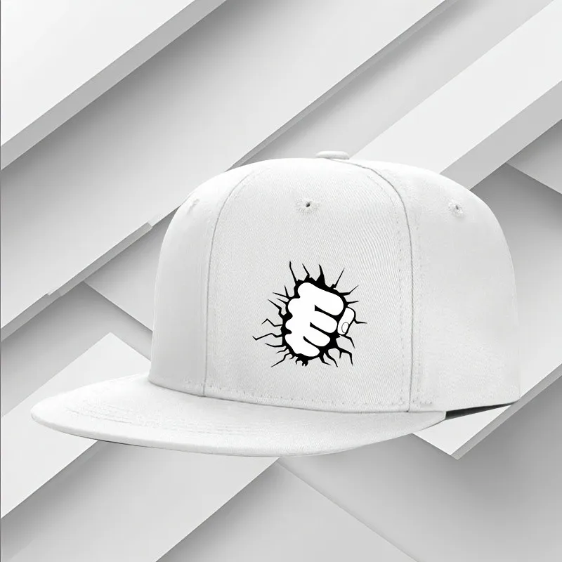 Fist Punch Crack Graphic Baseball Cap Unisex Adjustable Flat Brim Hat for All Seasons