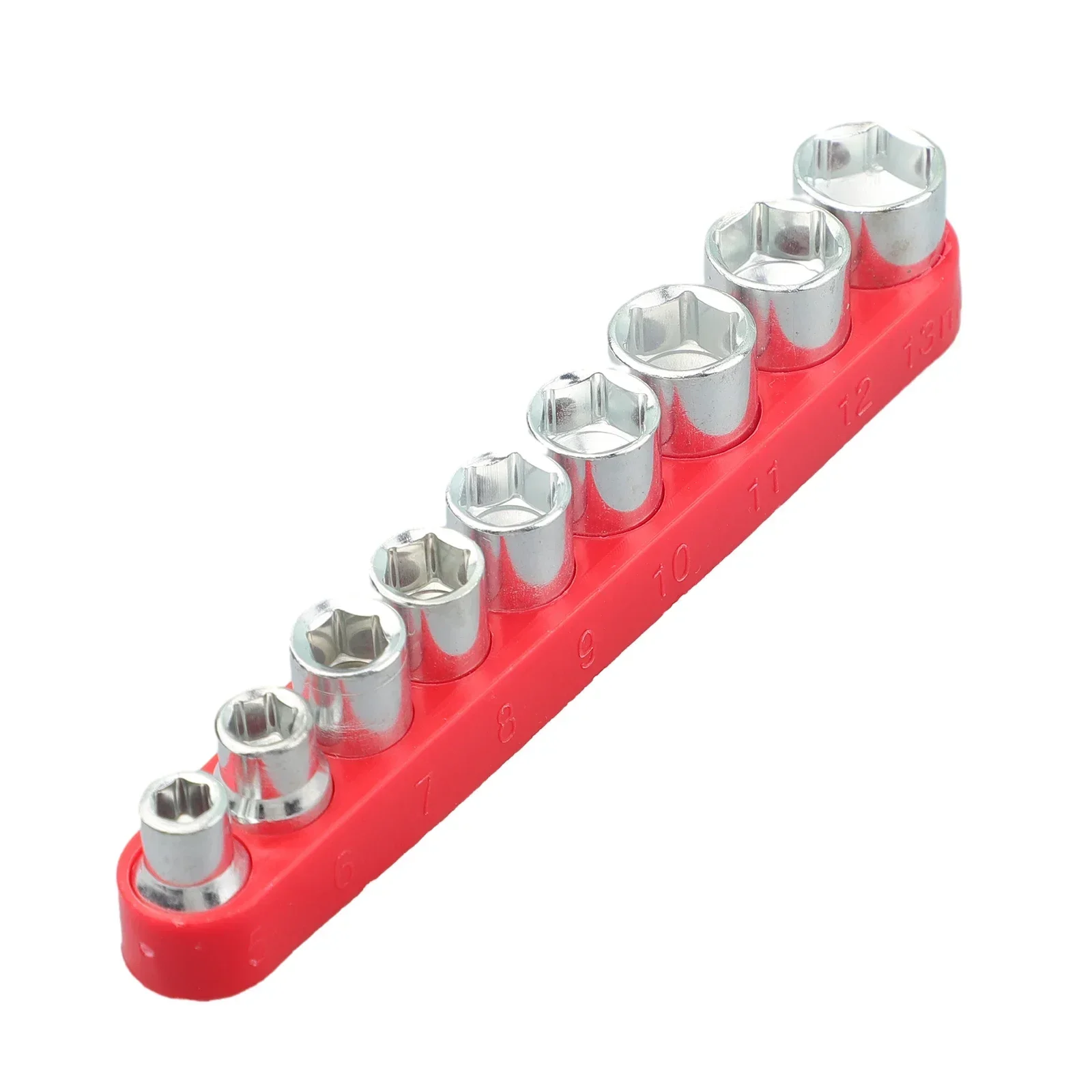 9pcs 1/4 Inch Drive 5-13mm Hex Bit Metric Socket Wrench Head Set Sleeve Wrench Adapter Auto Repair Hand Tool Nut Removal Tools