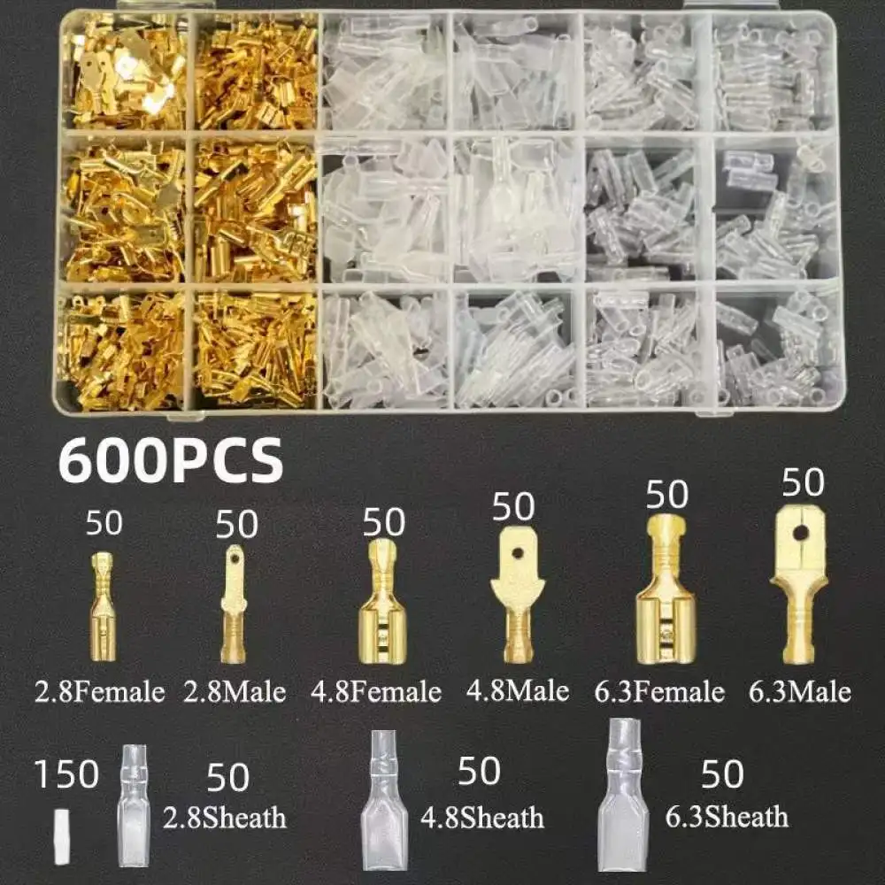 Crimping Spade Terminal Connector Assortment Kit Electrical Wire Faston Crimp Plug Insulated Automotive Repair Tool Hardware
