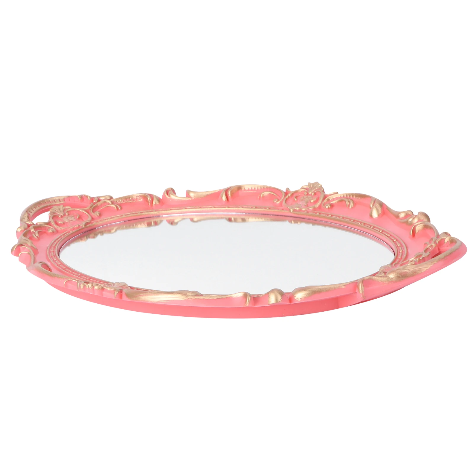 

1pc Retro Style Makeup Storage Tray Decorative Plate Jewelry Organizer Vintage Tray For Home Kitchen Living Room Pink