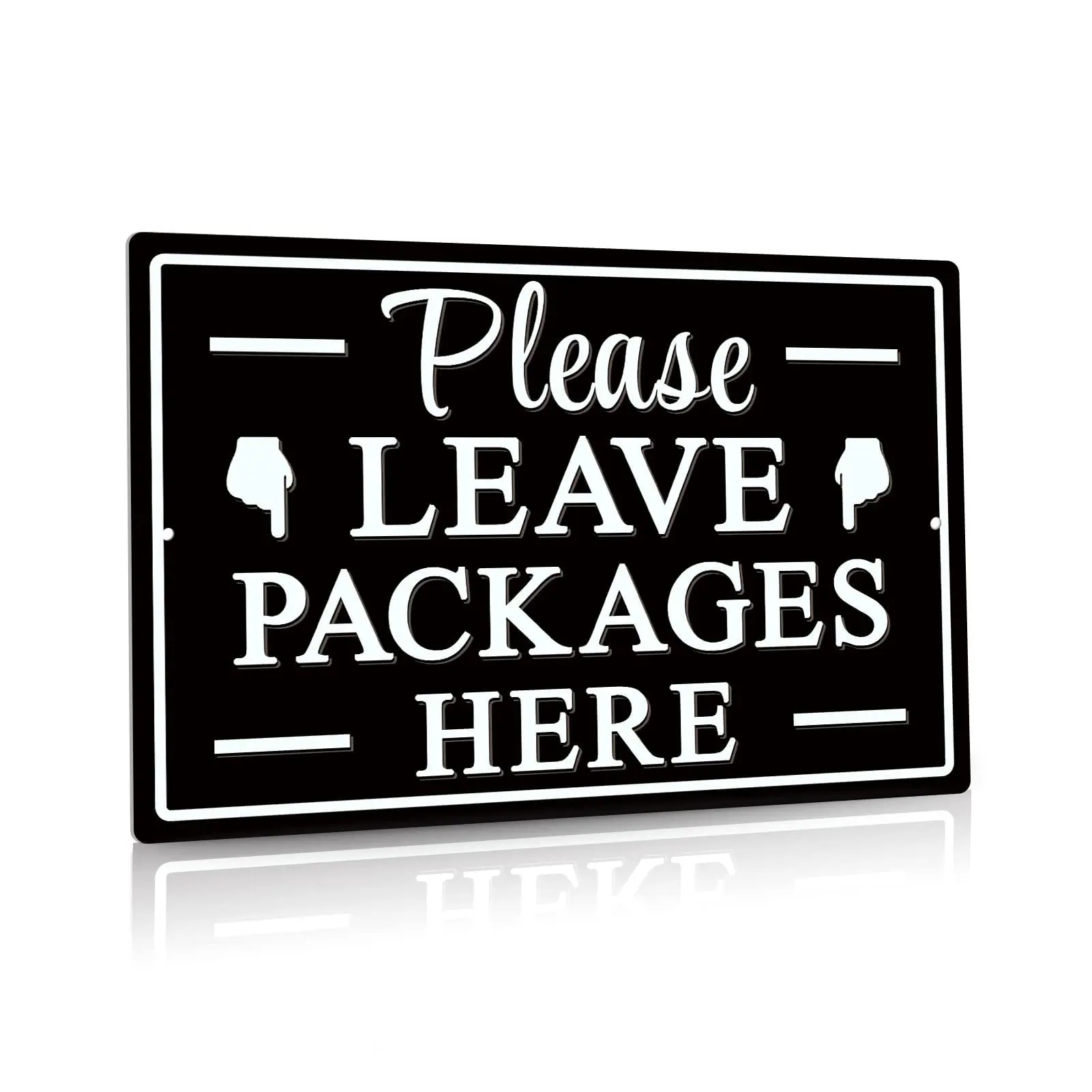 Please Leave Packages Here Metal Sign, Package Delivery Decor, Indoor/Outdoor Use for Front Door, Business, 12x8 Inches Aluminum