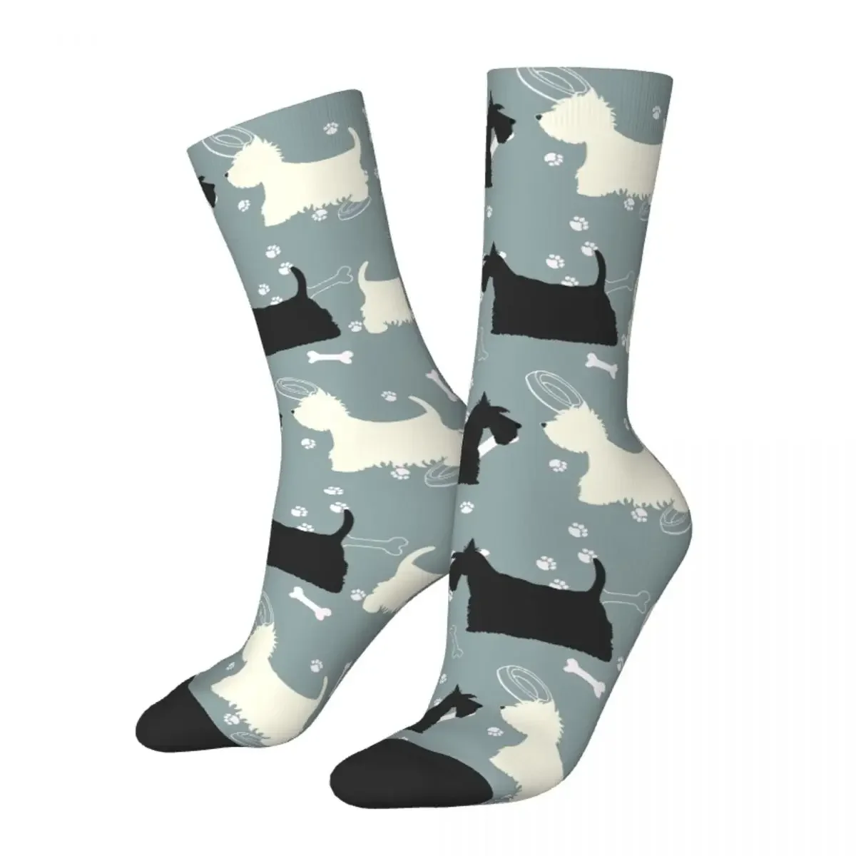 Scottie And Westie West Highland Terrier Socks Women Dog Socks Harajuku Spring Summer Middle Tube Stockings Gift