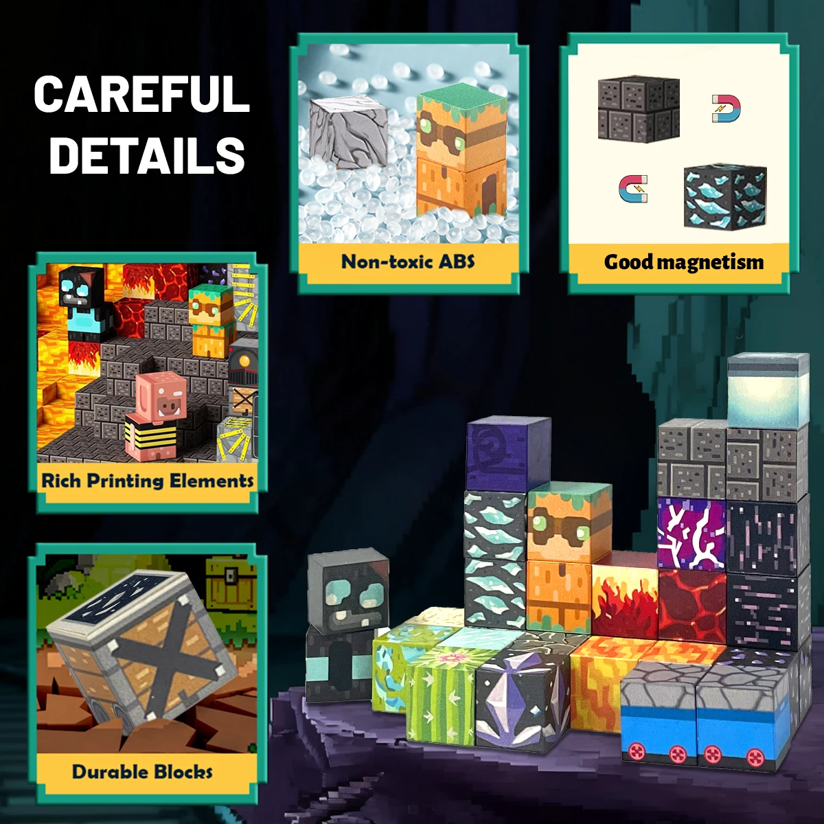 ألعاب مكعبات البناء المغناطيسية-سكك الحديدية الشيطانية مع ألعاب البناء المغناطيسية الجذعية هدية حسية للأطفال بنين بنات 90/180/300 قطعة