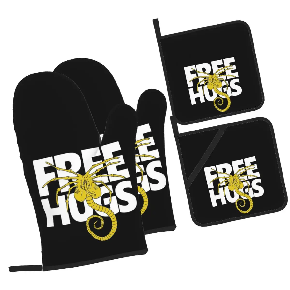 

FaceHugger Alien Xenomorph Shoulder Oven Mitts and Pot Holder Sets of 4 for Baking Kitchen Cooking Grilling Resistant Gloves
