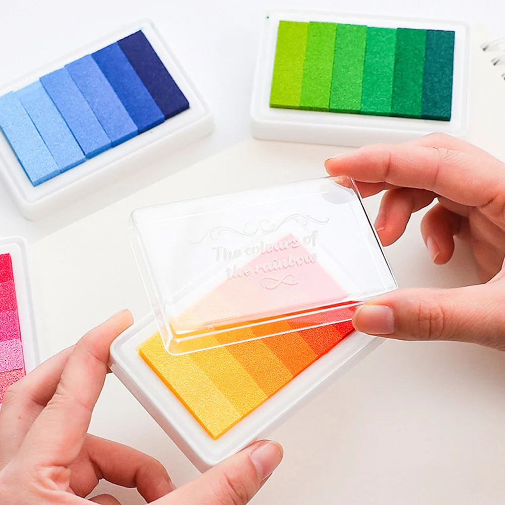 1 قطعة وسادة حبر قوس قزح متعدد الألوان لتقوم بها بنفسك الحرفية ختم مجموعة 6-اللون منصات الحبر التدرج لمشاريع ختم الفن سجل القصاصات