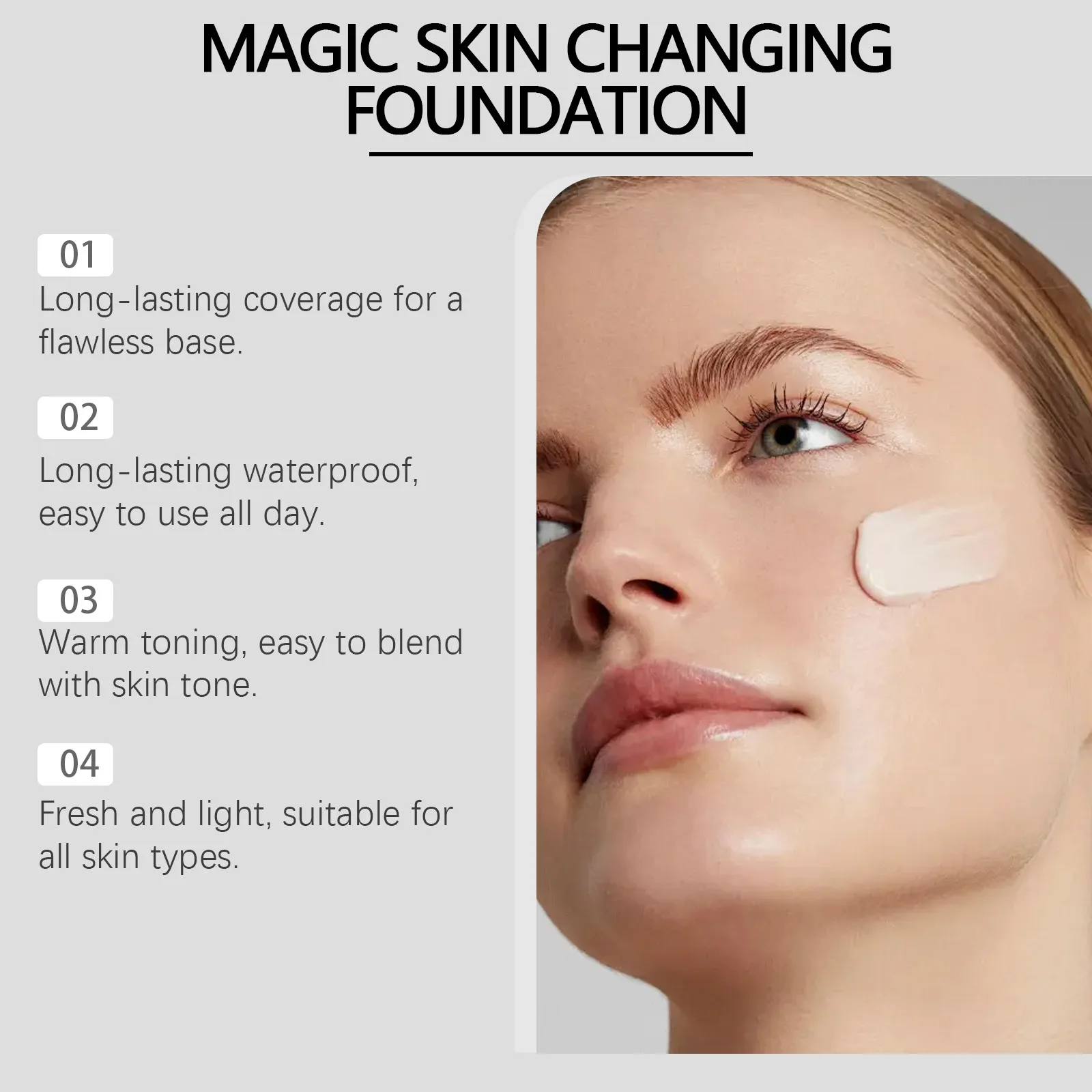 EELHOE Thermochromic Long-lasting Foundation Lightweight Moisturizing Clear Brightening The Skin Long-lasting Matte Finish