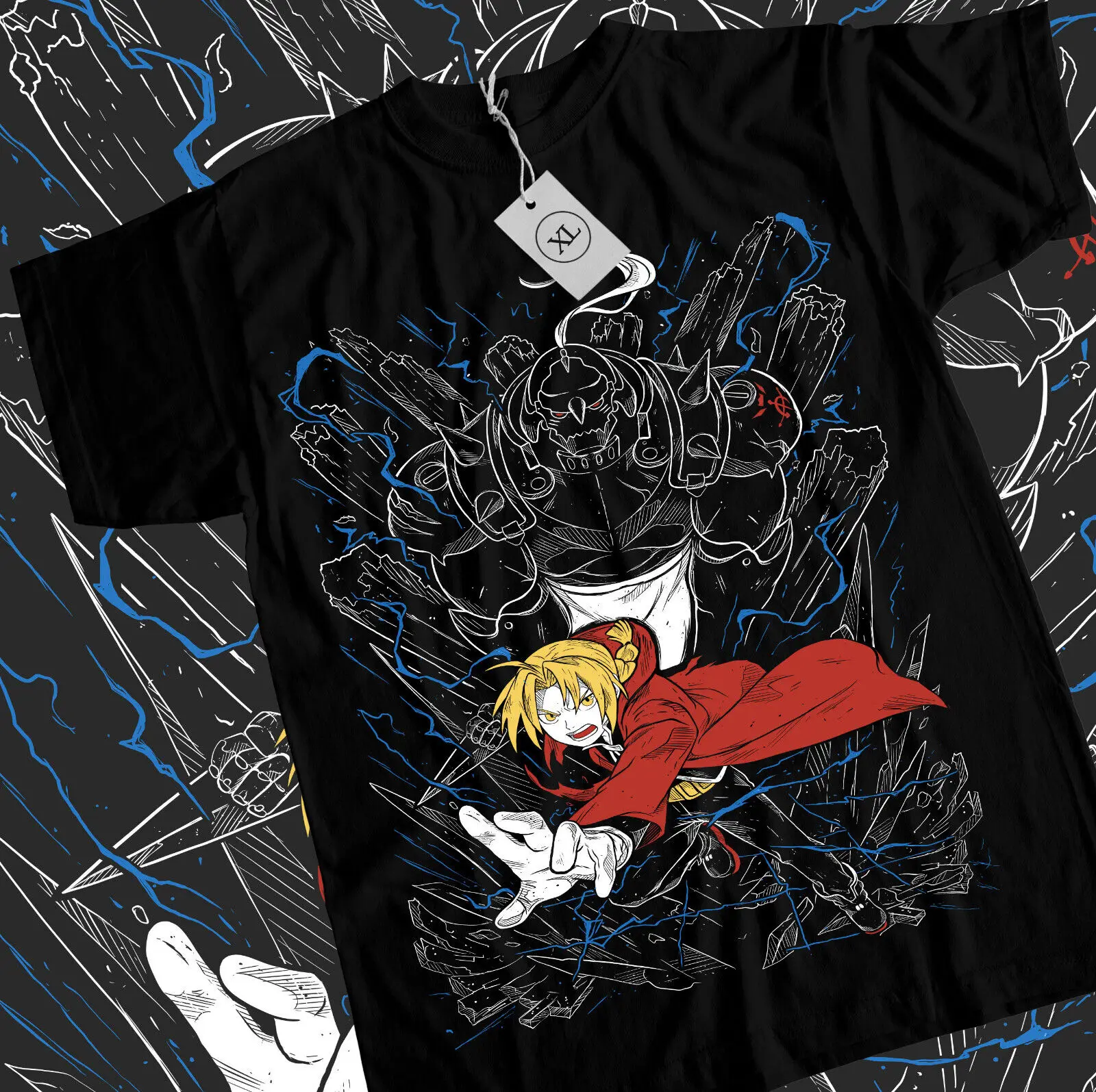 Fullmetal Alchemist T-Shirt Brotherhood Alphonse Elric Anime Black Tee All Size