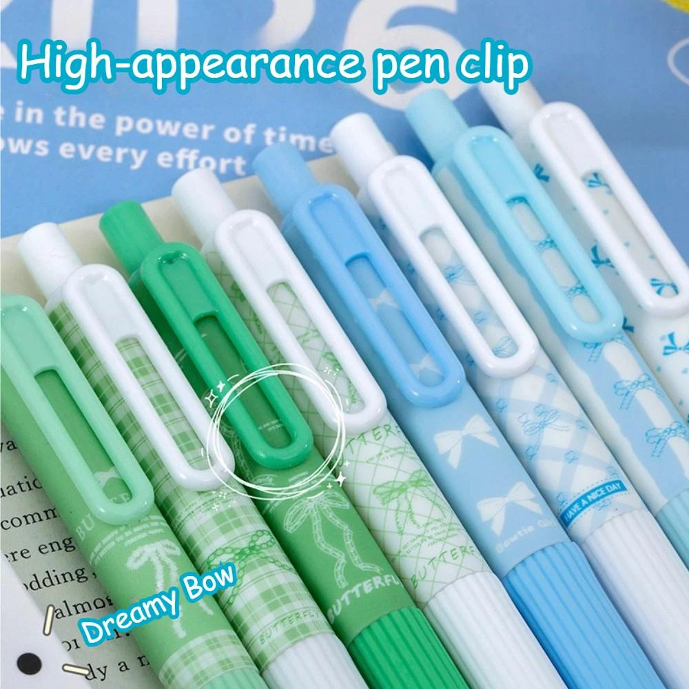 4pcs Bow Fat Click Pens Set 0.5mm Quick-Dry Ink Smooth Writing Comfortable Grip for Students Note-Taking Homework Exams