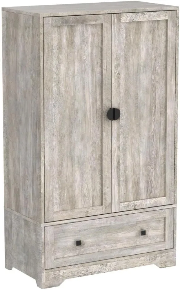 

Wide Armoire Wardrobe Closet with Hanging Rod, Adjustable Shelves and Drawer, Freestanding Wardrobe Closet with Doors