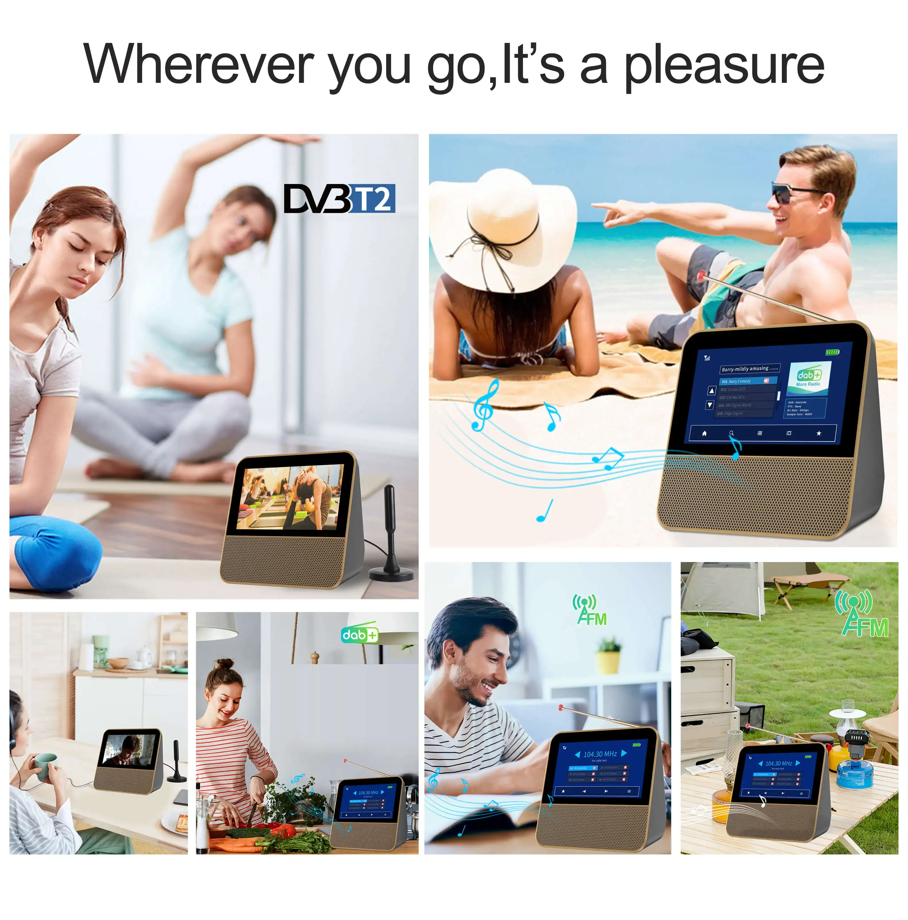 Mini TV portátil com display LED de 7 polegadas DAB + rádio FM reprodução USB MP4 música vídeo com áudio DSP