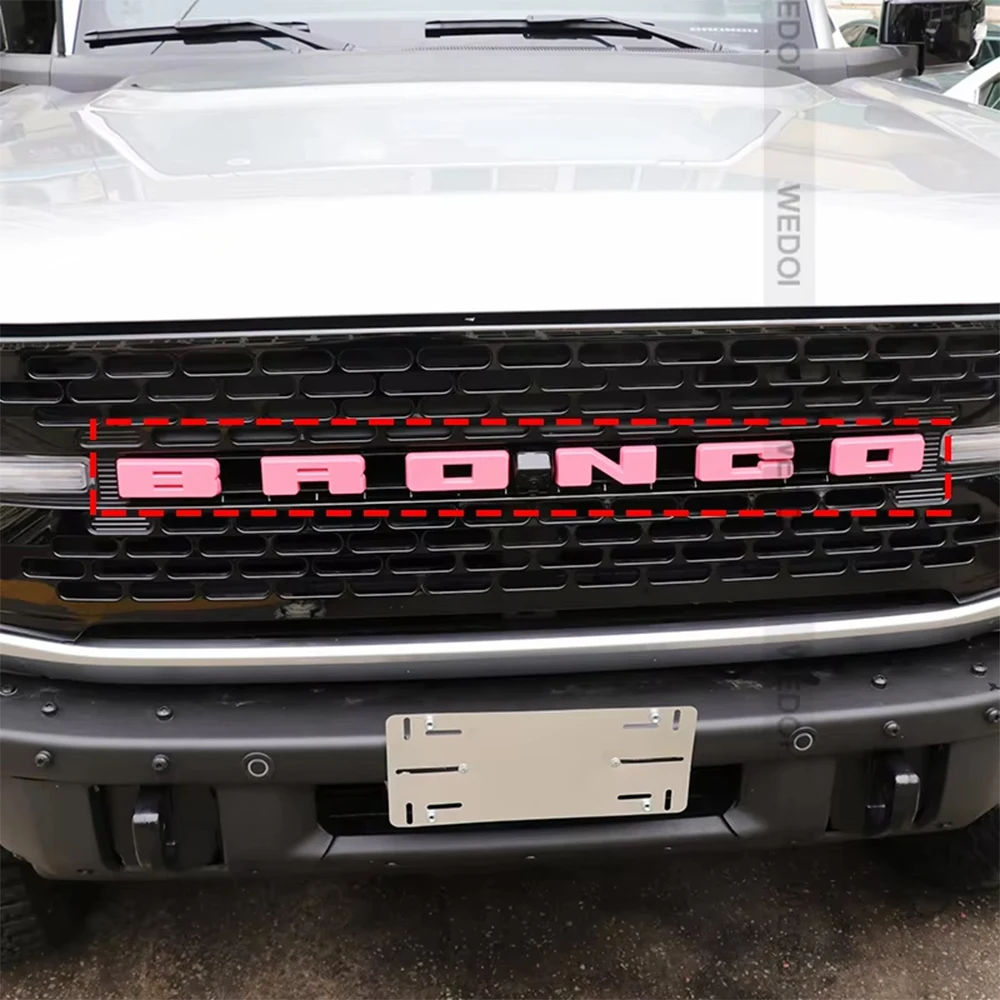 الجبهة ABS رسالة ملصق ل 2021-2022 فورد برونكو شعار رسالة غطاء الزخرفية المصد الأمامي مصبغة شعار غطاء الكسوة قطع غيار السيارات #4