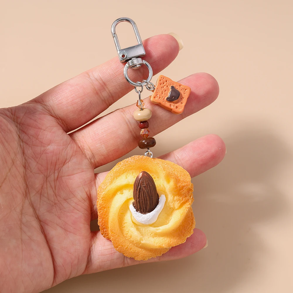 Aihua Nette Brot Keks Schlüsselbund Schöne Waffel Cookies Schlüsselanhänger Für Frauen Mädchen Simulation Lebensmittel Handtasche Anhänger Schmuck Geschenke – Detail 4