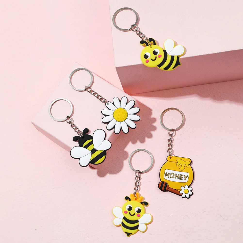 12 Pcs Key Ring Chain Bee Bag Keychain Party Decorations Decorate Holder Keychains for Women Daisy Flower Rings Miss