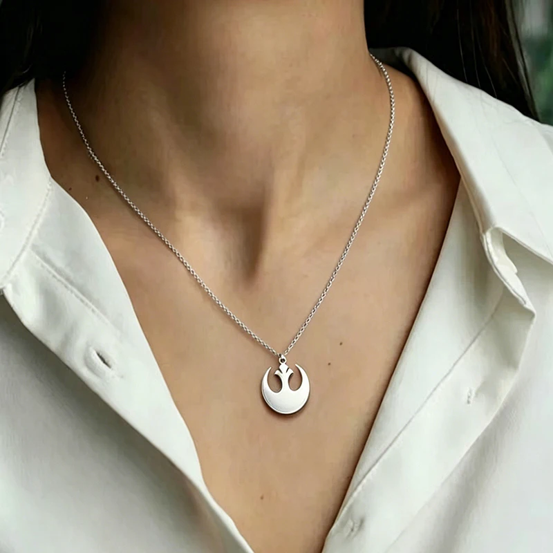 Rebel Icon Pendant Necklace Stainless Steel Gold Silver Plated Minimalist Punk Charm Jewelry Gift For Women Girls Party