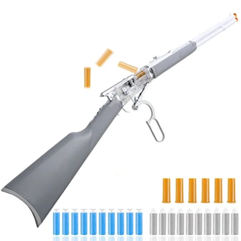 Gray-18-94 Foam Dart Blaster with Shell Ejection Soft Foam Blaster 38inch Toy Blaster with 6pcs Shells