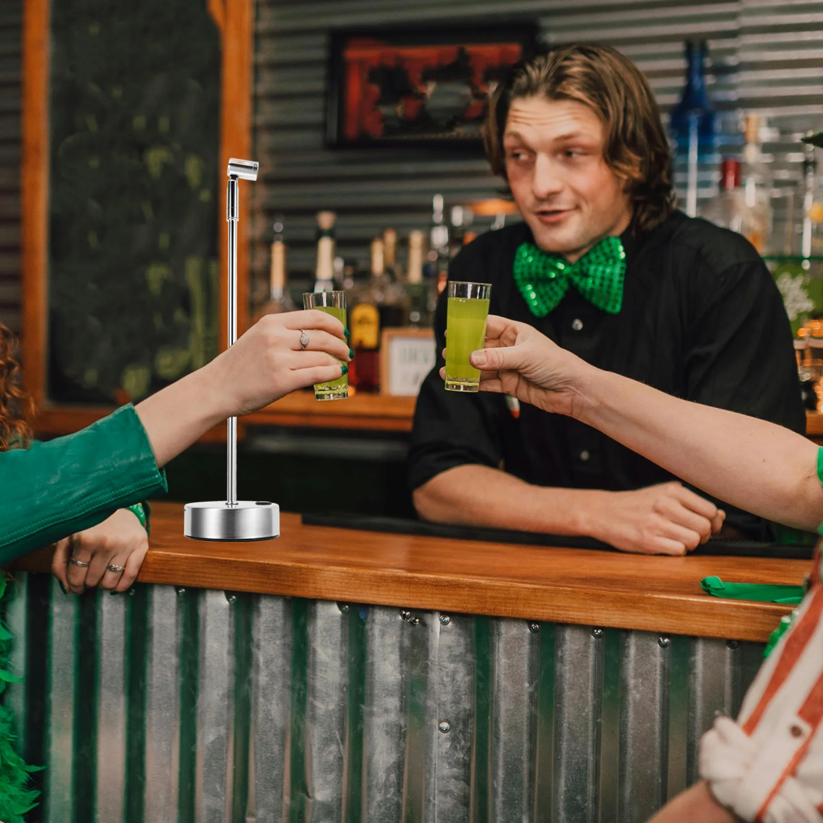 1600mAh Rechargeable LED Desk Lamp Single Red Light Metal High Pole Spotlight for Bars Coffee Shops Warm Comfortable Environment