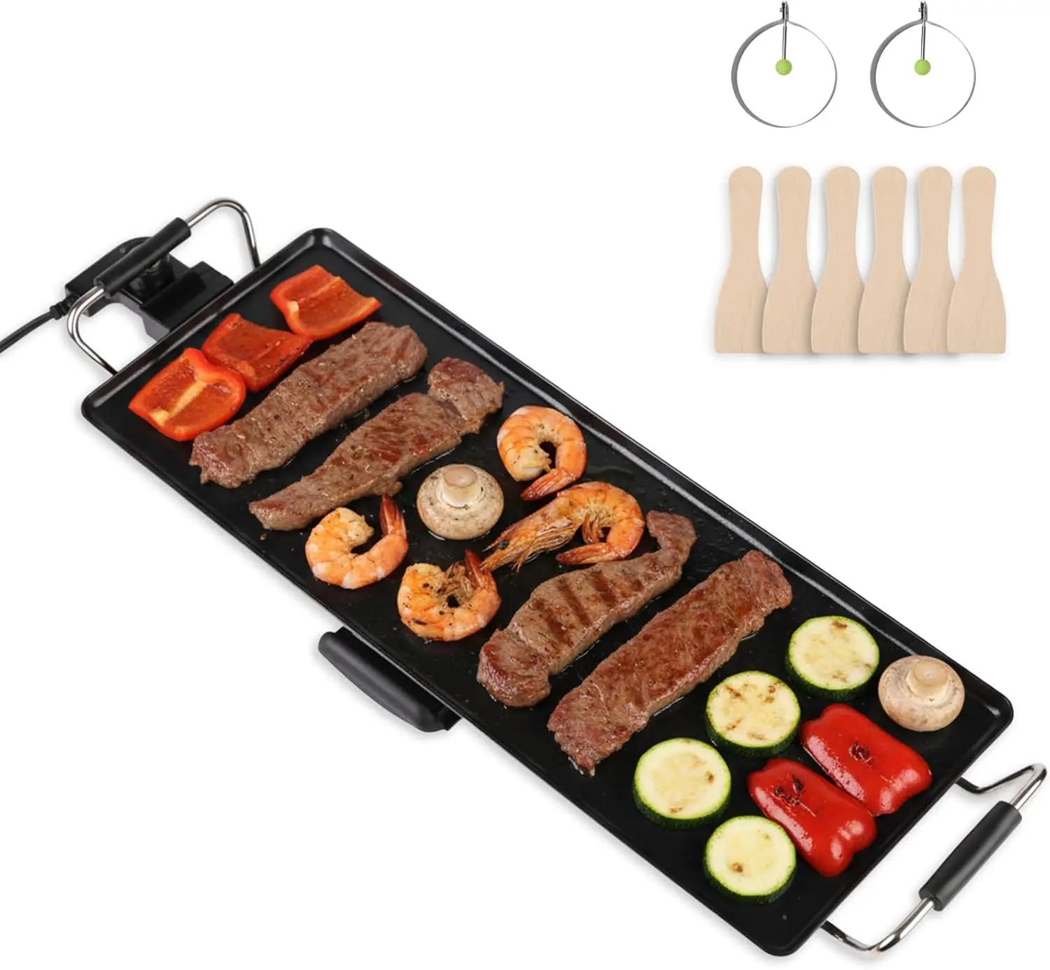 

30-Inch 1400W Electric Griddle, Non-Stick, Temp Control, Indoor/Outdoor