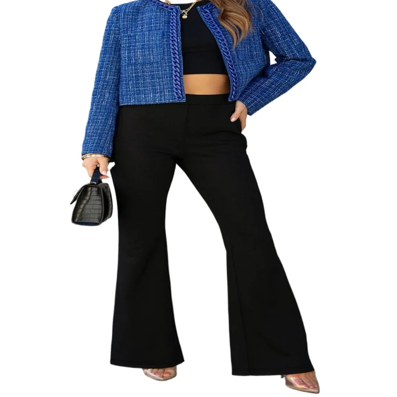 

2026 Ladies Plus Size Elastic Waist Flare Pants Slimming Effect