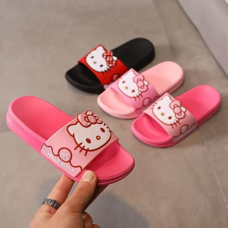 

Hello Kitty Children's Slippers Summer Girls' Indoor Anti slip Cute Cat Soft Bottom Cool Slippers Cartoon Baby Bathroom Slippers