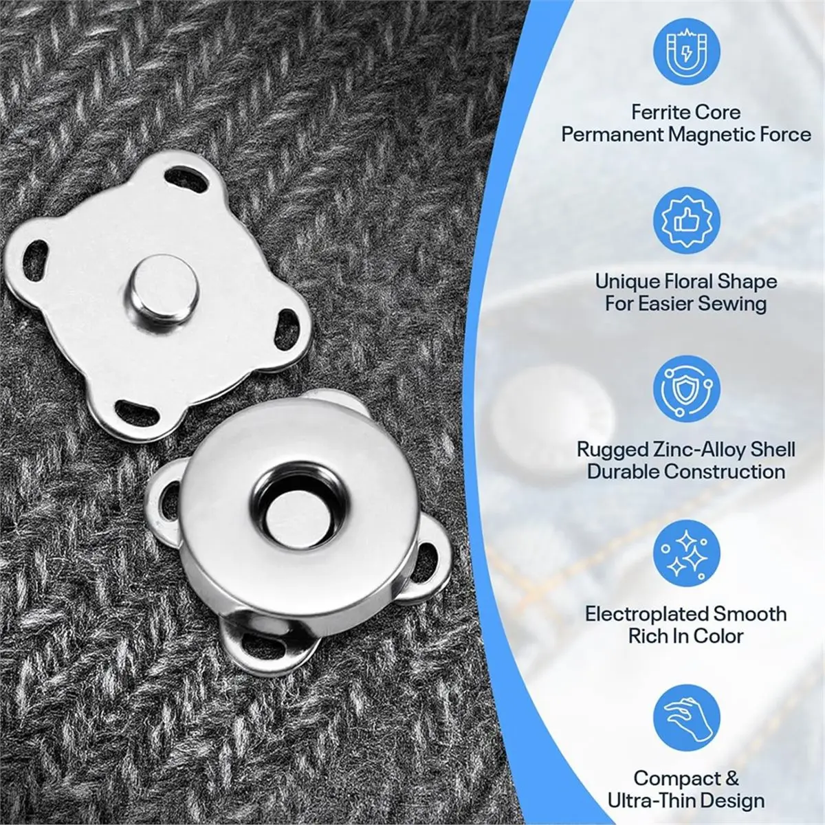 【AT48】 NEW 30 Sets Magnetic Snap Buttons, 0.55 Inch 14mm Strong Fasteners for Purses, Bags, Clothing, Sewing DIY Crafts