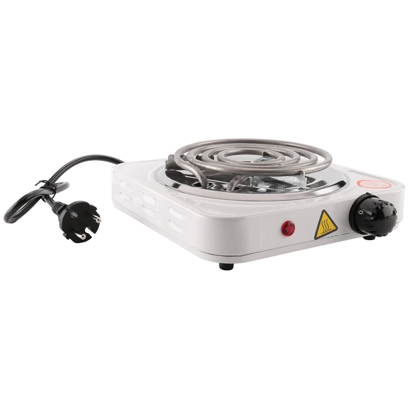 Electric Single Burner Cooktop Compact Portable Adjustable Temperature Hot Plate,1500W, White & Stainless Eu Plug