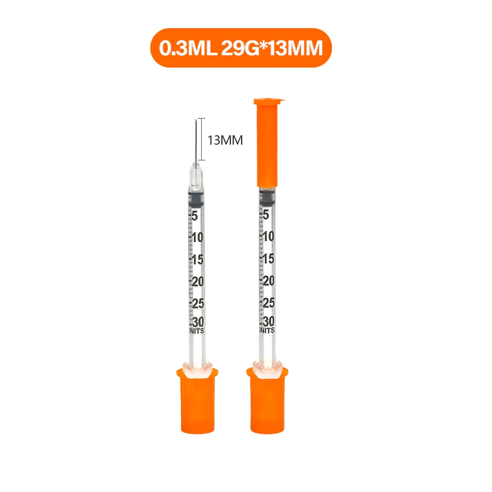 30PACK 0,3 ml 0,5 ml 1 ml wegwerp individueel verpakte insulininespuit voor dieren, laboratorium