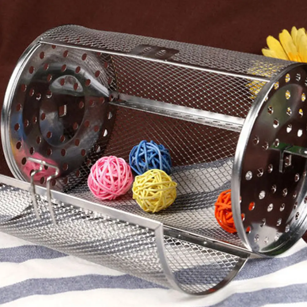 

Stainless Steel Rotating Grilling Cage Even Heating Roast Nuts Tool Anti Rust Universal Baking Grill for Family