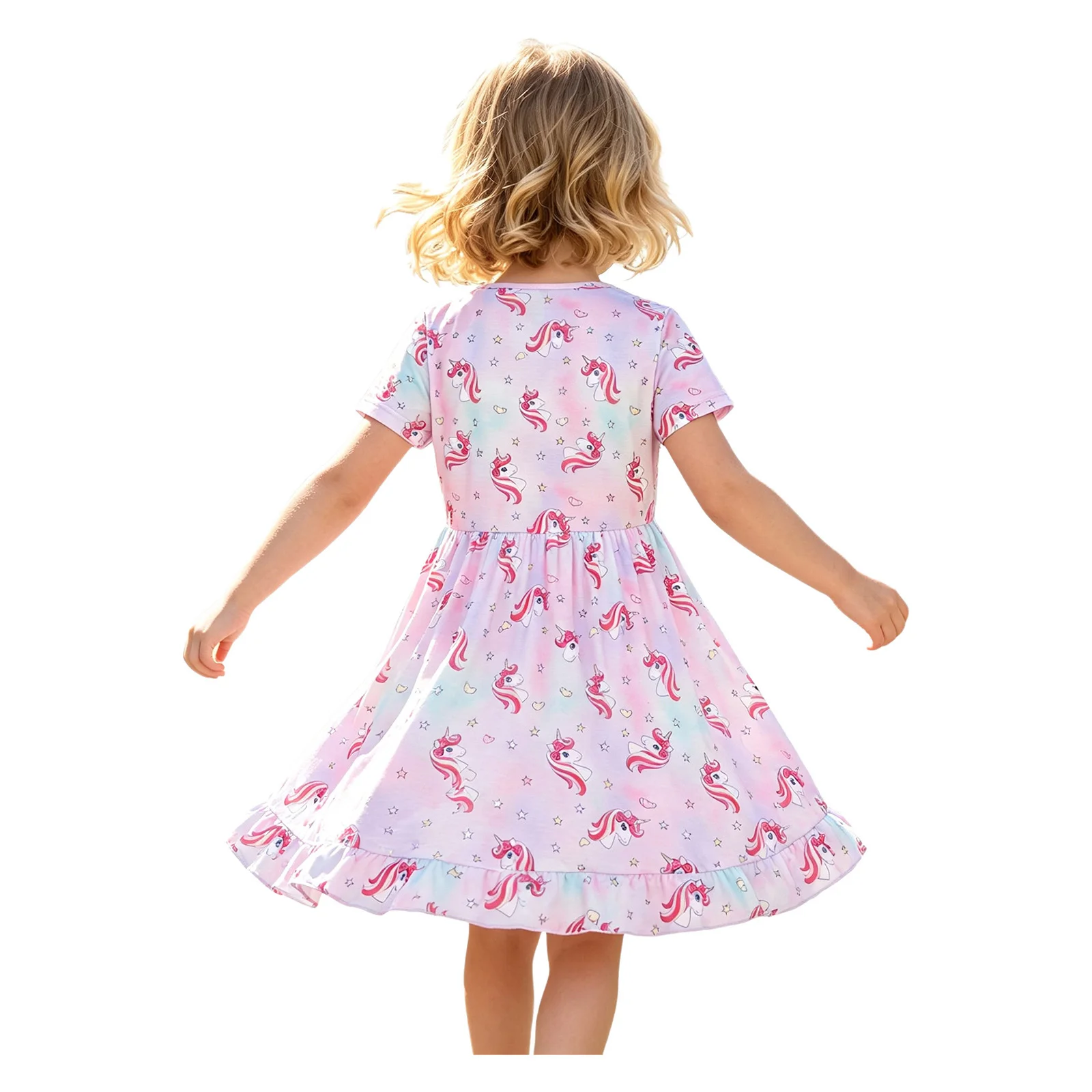 Kids Girls Special Needs Adaptive Clothing Chest Treatment Nursing Dress Short Sleeve Zippers Ruffle Gown Homewear Sleepwear