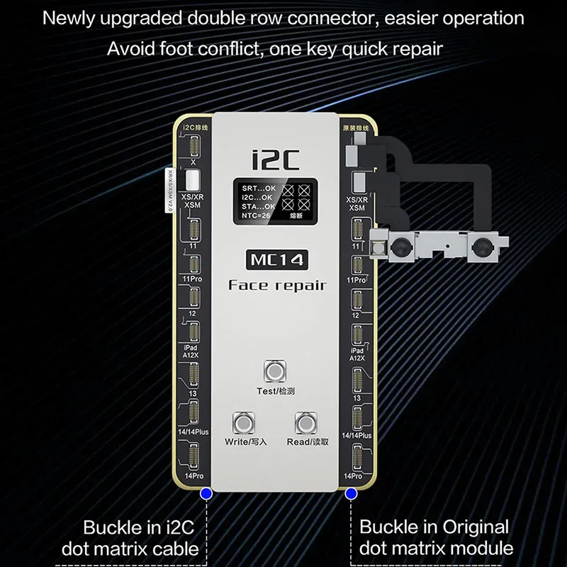 I2C MC14 Dot Matrix Repair Instrument One Key Repair Without Disassembly Double Row Operation Suitable For X-14PM/IPad Pro3/4