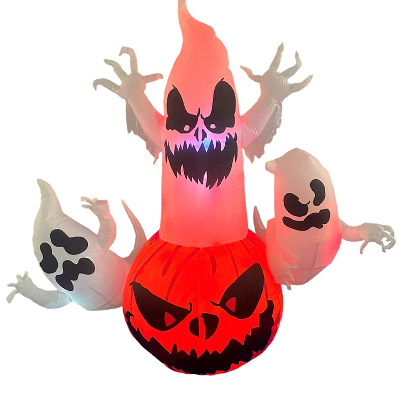 6FT Halloween gonfiabile 3 Ghost con zucca built-In LED Light Yard Decoration Blow Up Halloween Flame Ghost Outdoor Toys