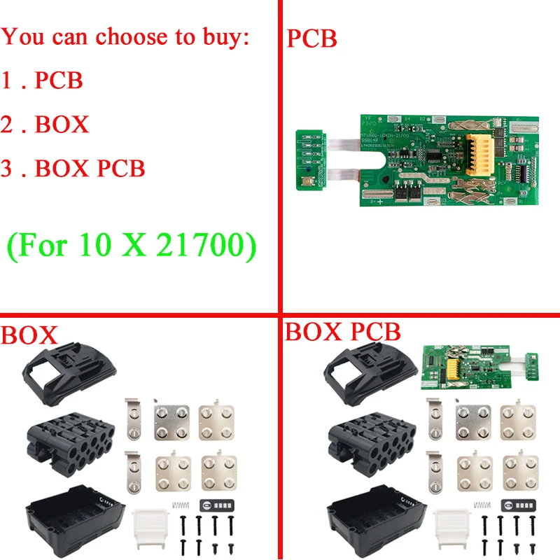 10X21700 BL1830 Li-ion Battery Plastic Case PCB Charging Circuit Board Shell Box For MAKITA 18V Lithium Battery BL1860 Housings