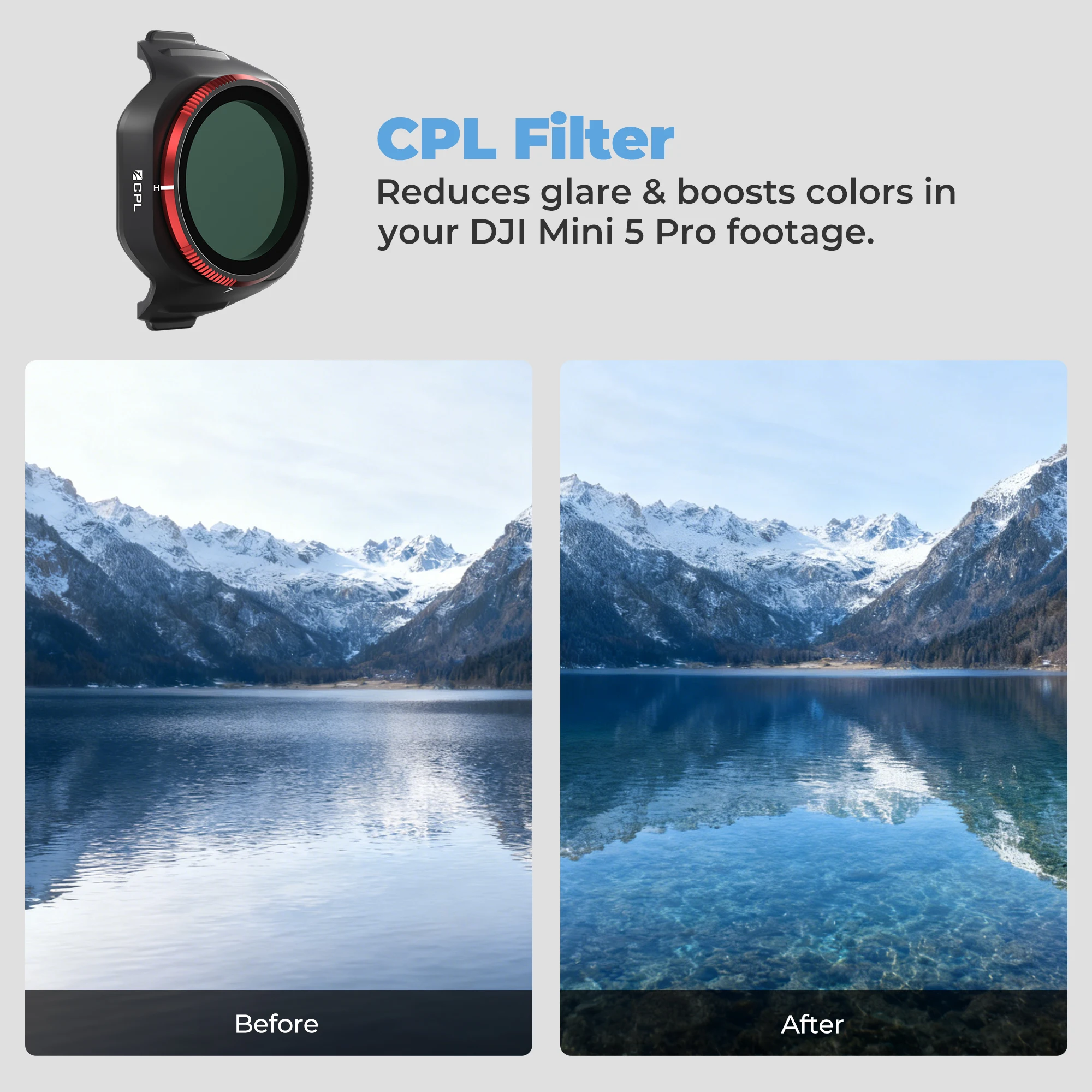 Freewell Single Drone Filters for DJI Mini 5 Pro, ND, UV, ND/PL, LPR, CPL and Black GLOW MIST 1/4 Filter Photography Accessories