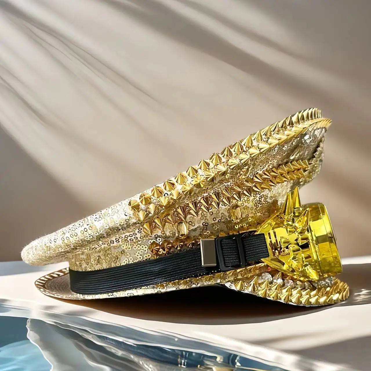 홍루안 골든 고글 캡틴 모자 뮤직 페스티벌 여성용, 카니발 코스튬 모자 & 코스프레 여성 액세서리