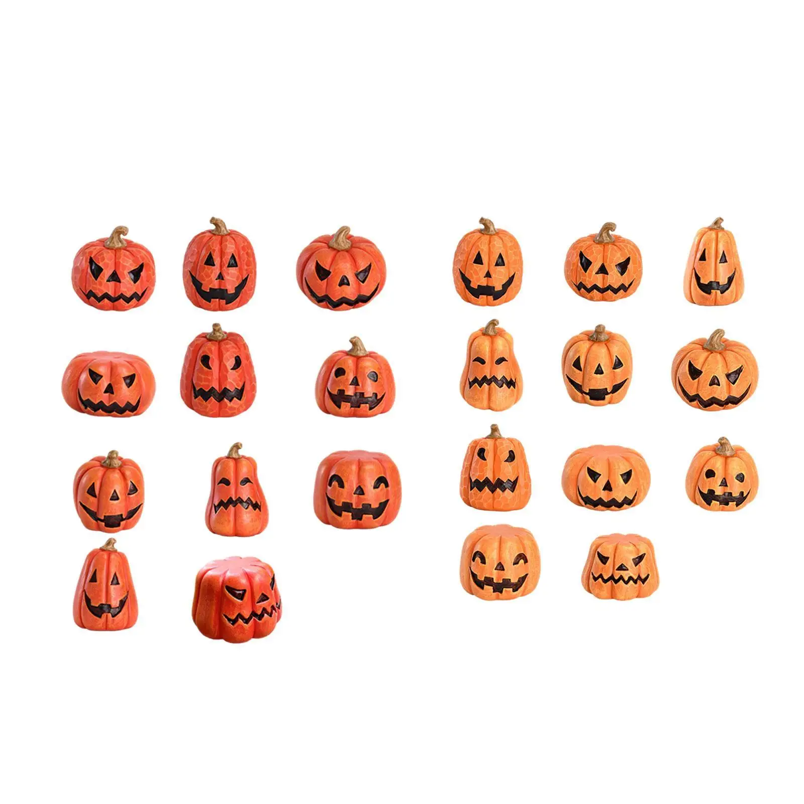 11Pcs Halloween Pumpkin Decorations Resin Holiday Gift Crafts Tabletop Ornaments for Bedroom Garden Home Dining Room Living Room